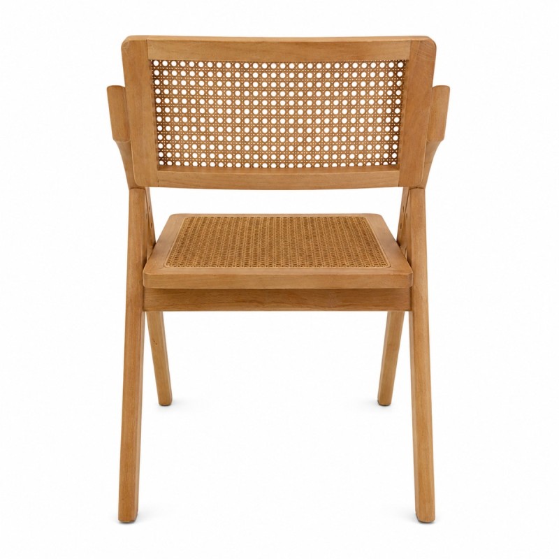 Artekko Lazy Καφέ Αναδιπλούμενη Καρέκλα από Rubberwood με Ρατάν (53x61x76)cm Κλειστή (53x8x90)cm