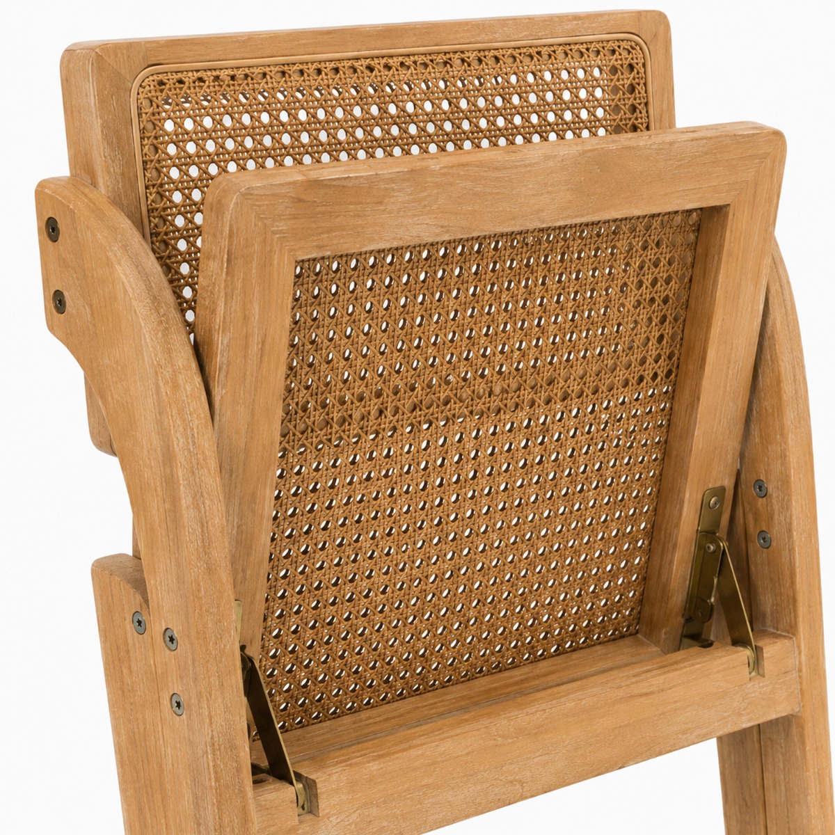 Artekko Lazy Καφέ Αναδιπλούμενη Καρέκλα από Rubberwood με Ρατάν (53x61x76)cm Κλειστή (53x8x90)cm