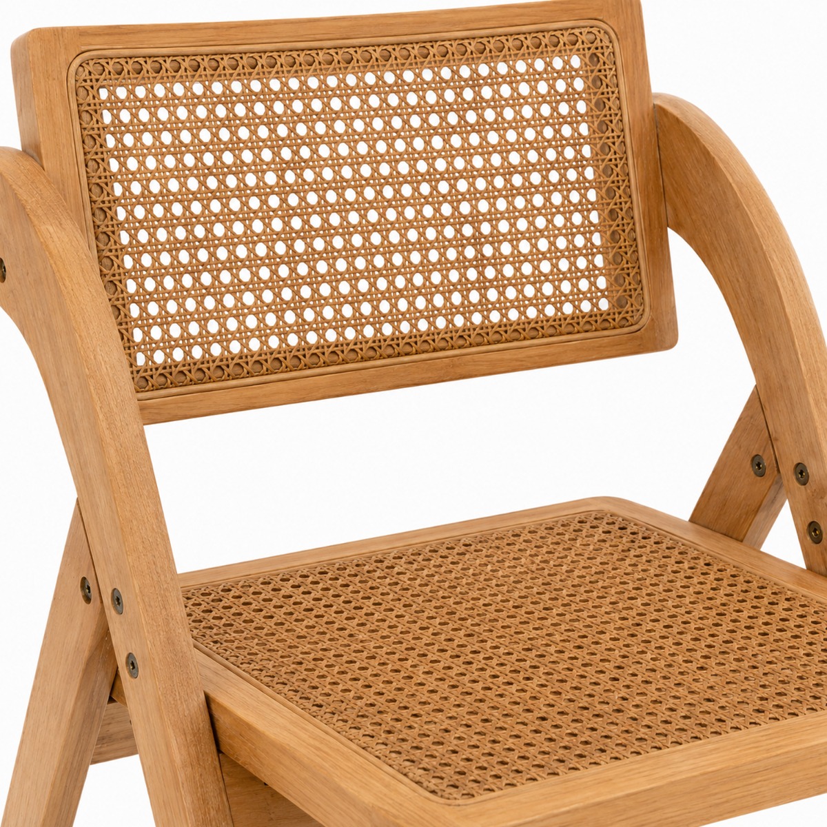 Artekko Lazy Καφέ Αναδιπλούμενη Καρέκλα από Rubberwood με Ρατάν (53x61x76)cm Κλειστή (53x8x90)cm