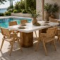 Artekko Lazy Καφέ Αναδιπλούμενη Καρέκλα από Rubberwood με Ρατάν (53x61x76)cm Κλειστή (53x8x90)cm
