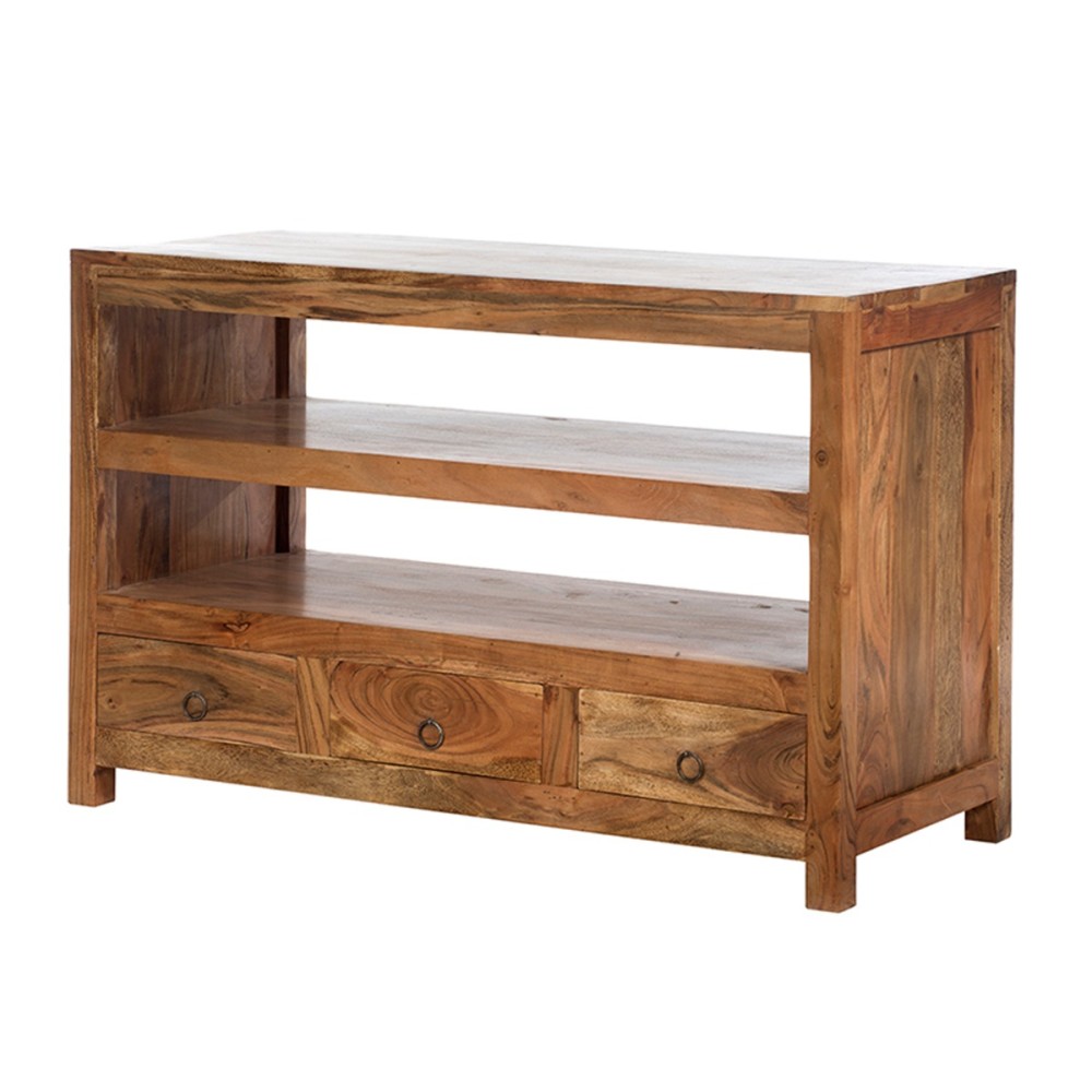 Artekko Attari Καφέ Έπιπλο Τηλεόρασης με 3 Συρτάρια από Ξύλο Teak (100x44.5x64.5)cm