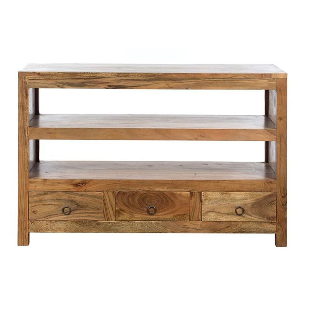 Artekko Attari Καφέ Έπιπλο Τηλεόρασης με 3 Συρτάρια από Ξύλο Teak (100x44.5x64.5)cm