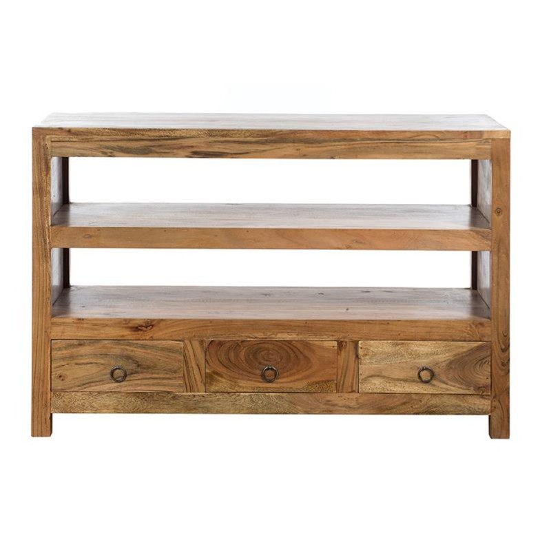 Artekko Attari Καφέ Έπιπλο Τηλεόρασης με 3 Συρτάρια από Ξύλο Teak (100x44.5x64.5)cm