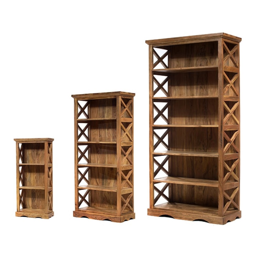 Artekko Attari Καφέ Βιβλιοθήκες από Ξύλο Teak (54x26x120)cm (72.5x33.5x150)cm (90x40x180)cm 3pcs