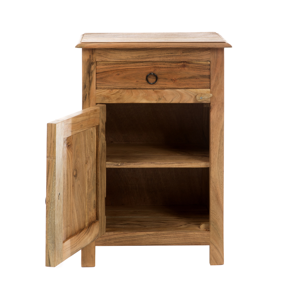 Artekko Attari Καφέ Κομοδίνο από Ξύλο Teak (45x32x66)cm