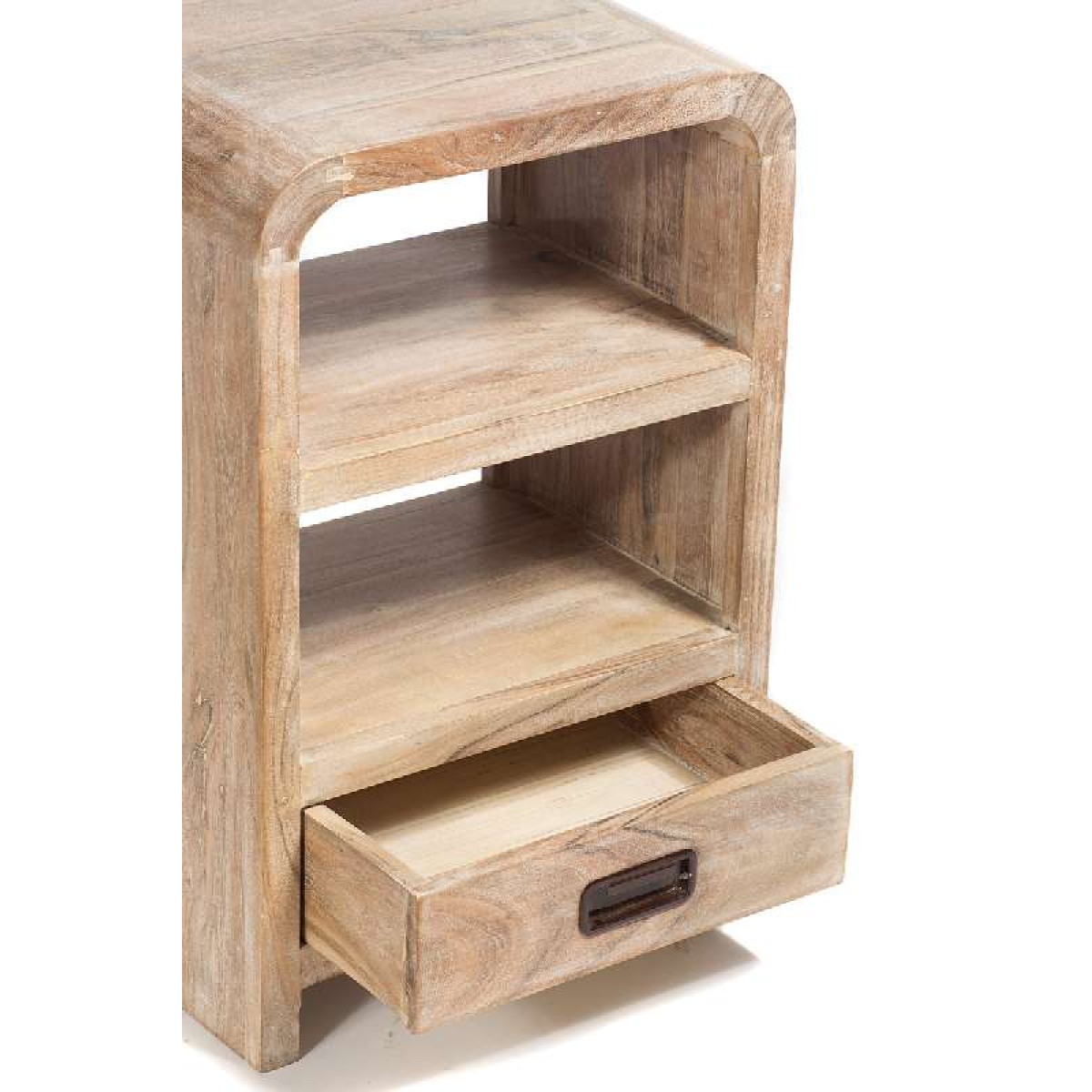 Artekko Attari Κομοδίνο σε Λευκή Πατίνα από Ξύλο Teak (40x30x60)cm