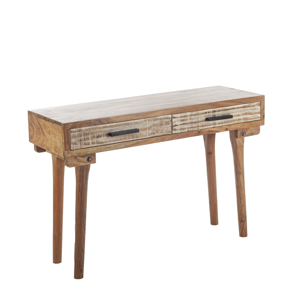 Artekko Attari Καφέ Κονσόλα από Ξύλο Teak με 2 Συρτάρια (118x40x79)cm