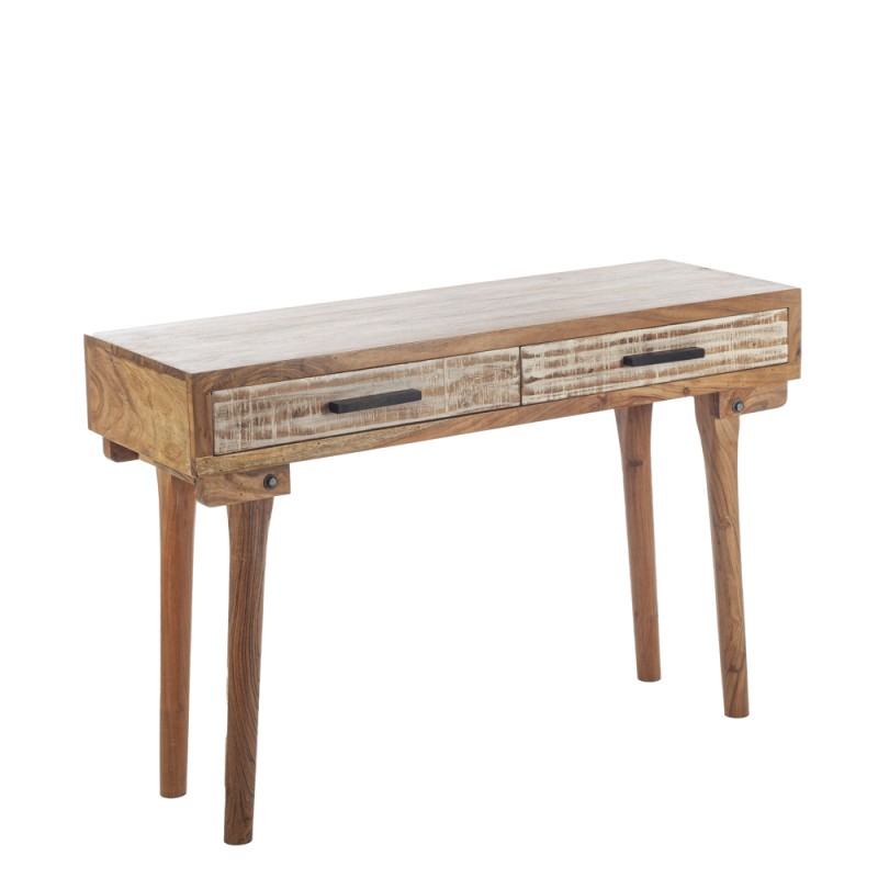 Artekko Attari Καφέ Κονσόλα από Ξύλο Teak με 2 Συρτάρια (118x40x79)cm