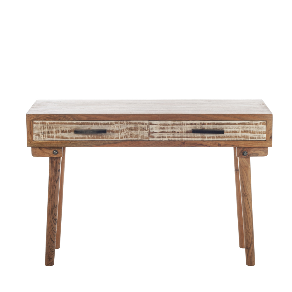 Artekko Attari Καφέ Κονσόλα από Ξύλο Teak με 2 Συρτάρια (118x40x79)cm