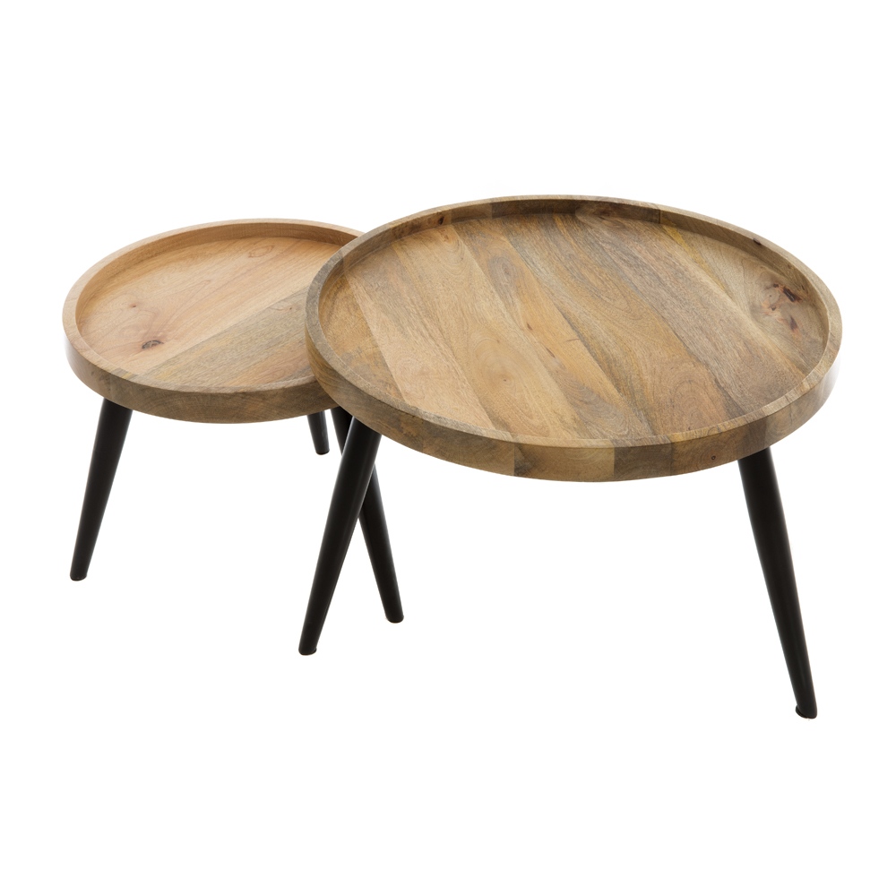 Artekko Attari Καφέ Βοηθητικά Τραπέζια από Ξύλο Teak (60x60x45)cm (45x45x38.5)cm