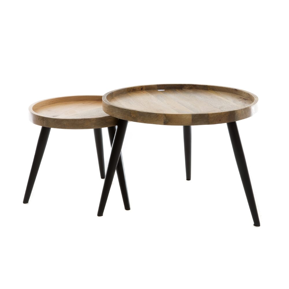 Artekko Attari Καφέ Βοηθητικά Τραπέζια από Ξύλο Teak (60x60x45)cm (45x45x38.5)cm