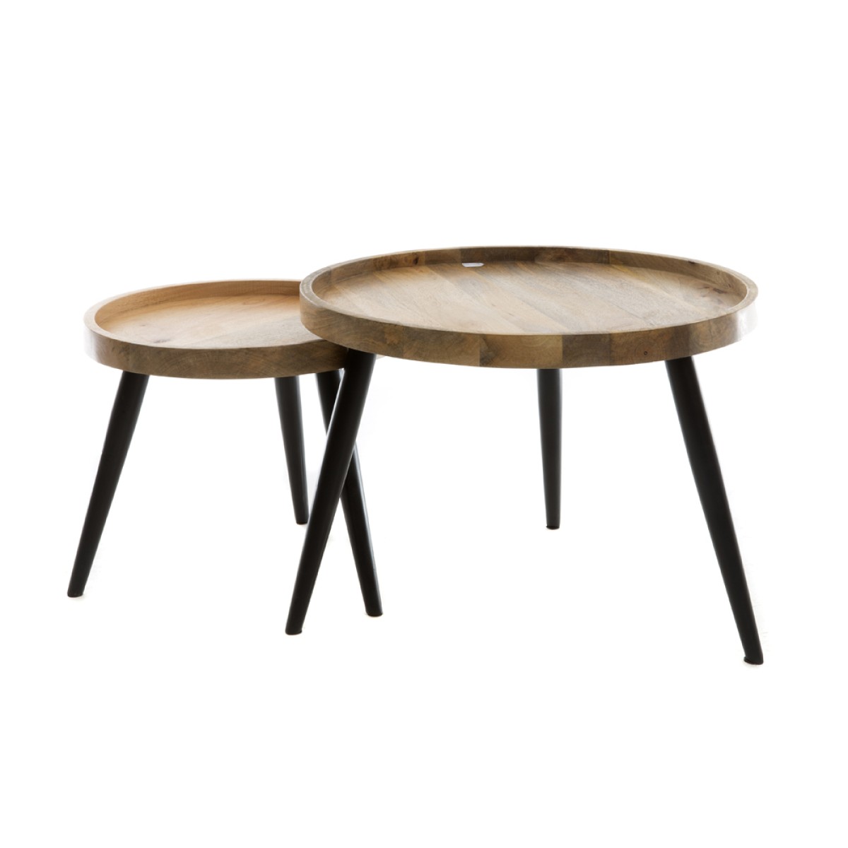 Artekko Τραπεζάκια ζιγκόν σε φυσική απόχρωση στρόγγυλα Σετ/2 (60x60x45)cm (45x45x37)cm