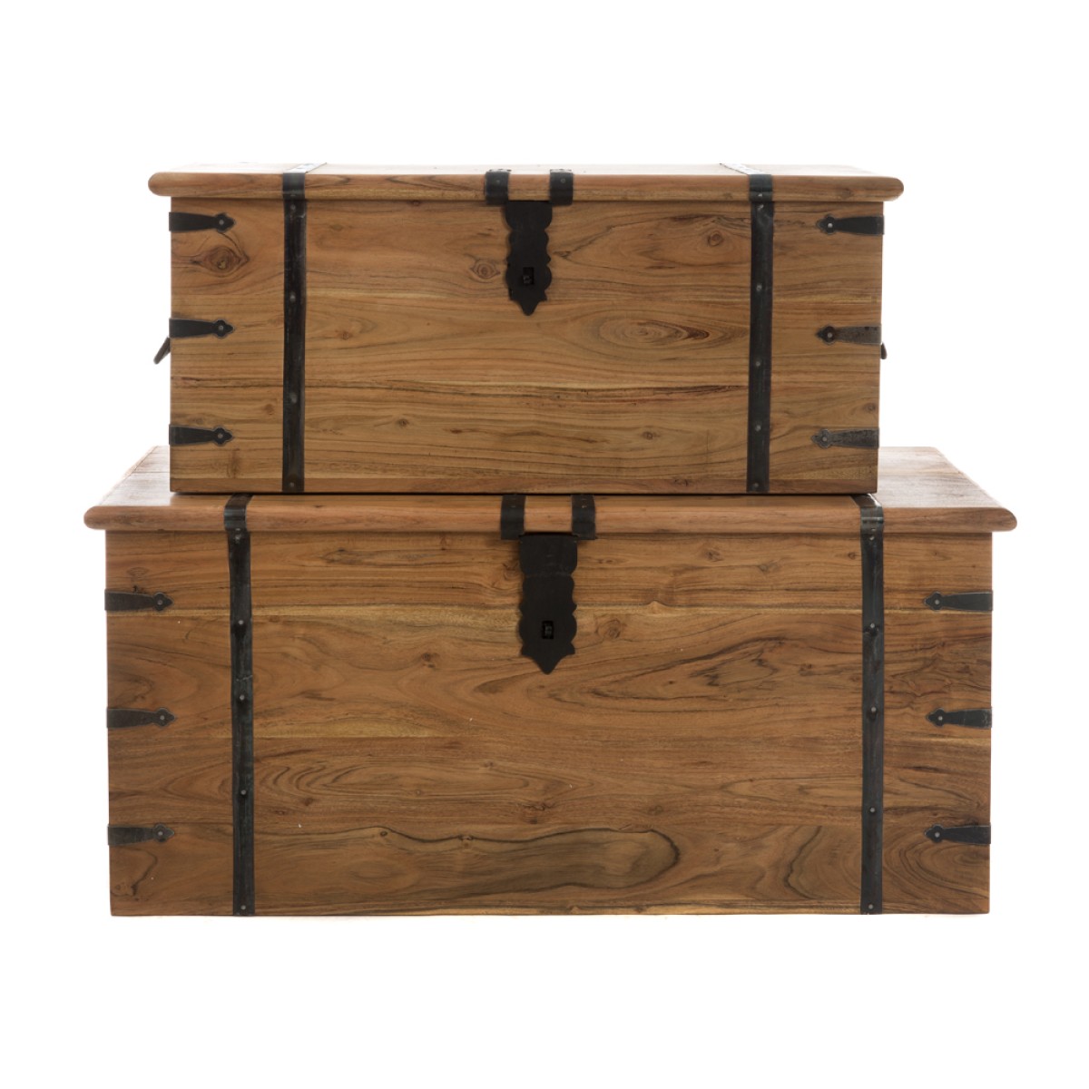 Artekko Μπαούλα ξύλινα σε φυσική απόχρωση Σετ/2 (101x44x46)cm (83x33x36)cm