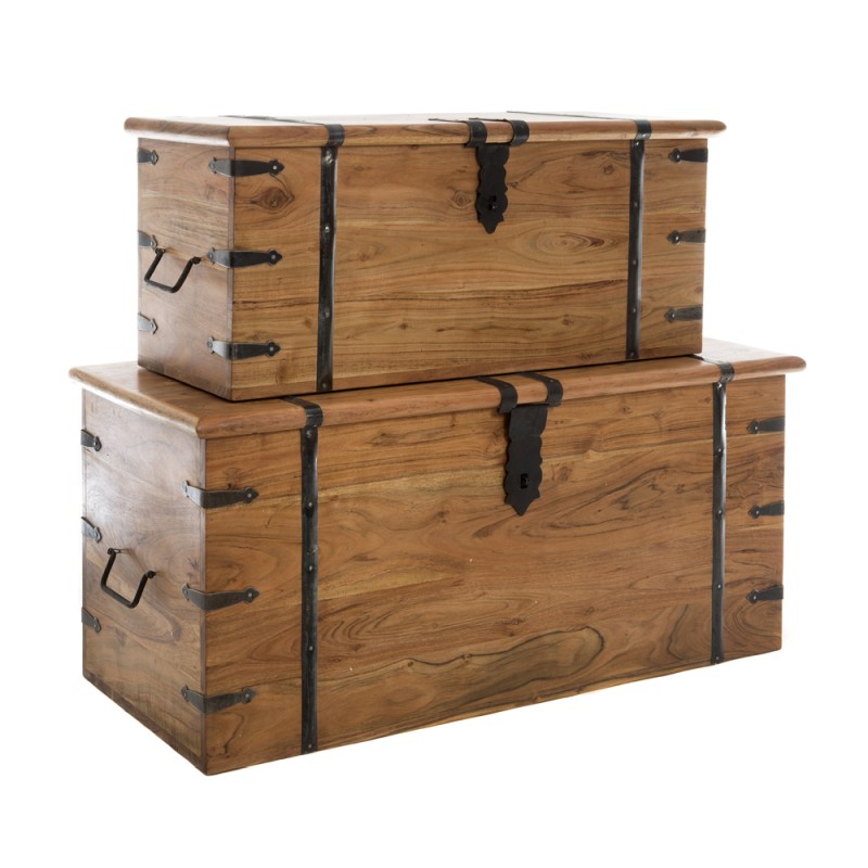 Artekko Μπαούλα ξύλινα σε φυσική απόχρωση Σετ/2 (101x44x46)cm (83x33x36)cm