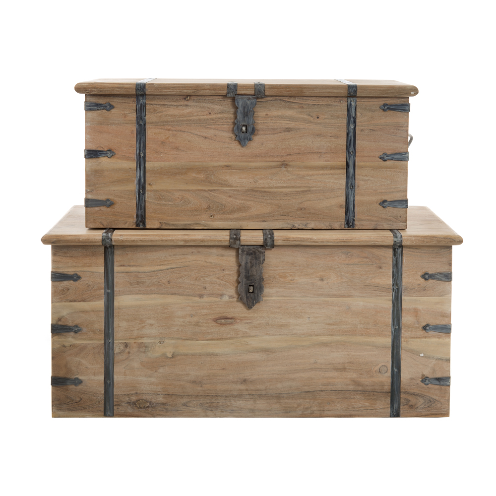 Artekko Μπαούλα ξύλινα σε πατίνα Σετ/2 (101x44x46)cm (83x33x36)cm