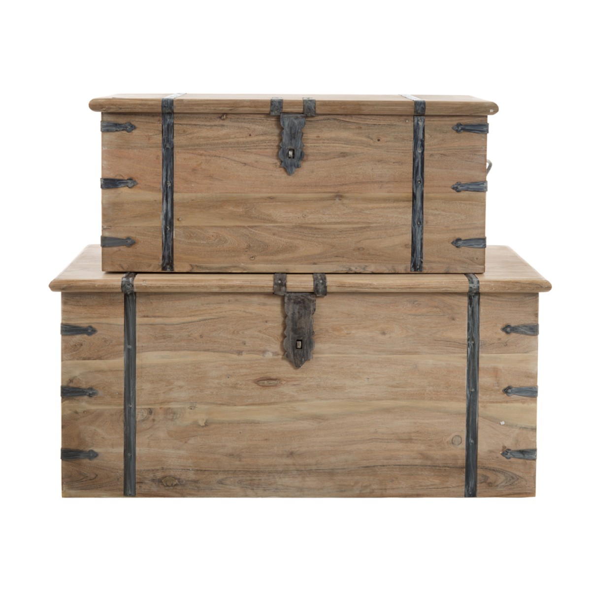 Artekko Μπαούλα ξύλινα σε πατίνα Σετ/2 (101x44x46)cm (83x33x36)cm