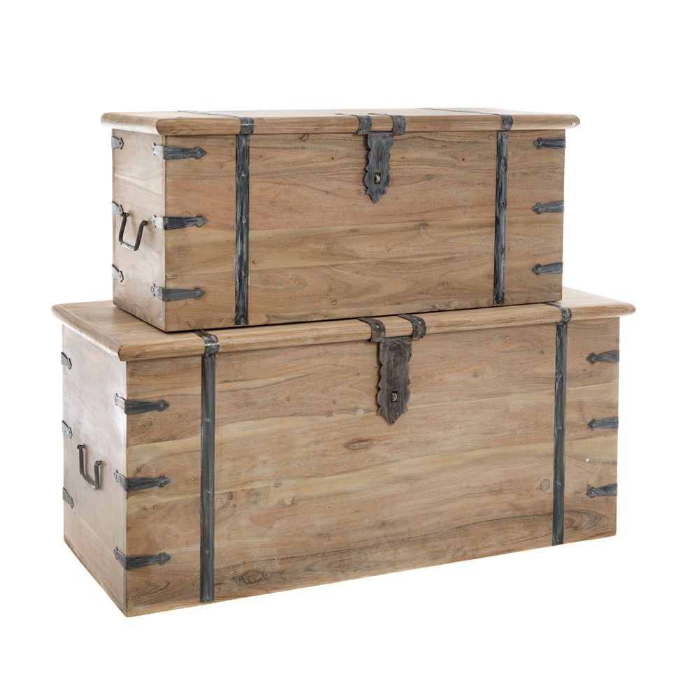 Artekko Μπαούλα ξύλινα σε πατίνα Σετ/2 (101x44x46)cm (83x33x36)cm