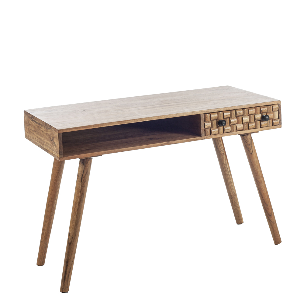 Artekko Attari Καφέ Κονσόλα Γραφείο από Ξύλο Teak (115x50x76.5)cm