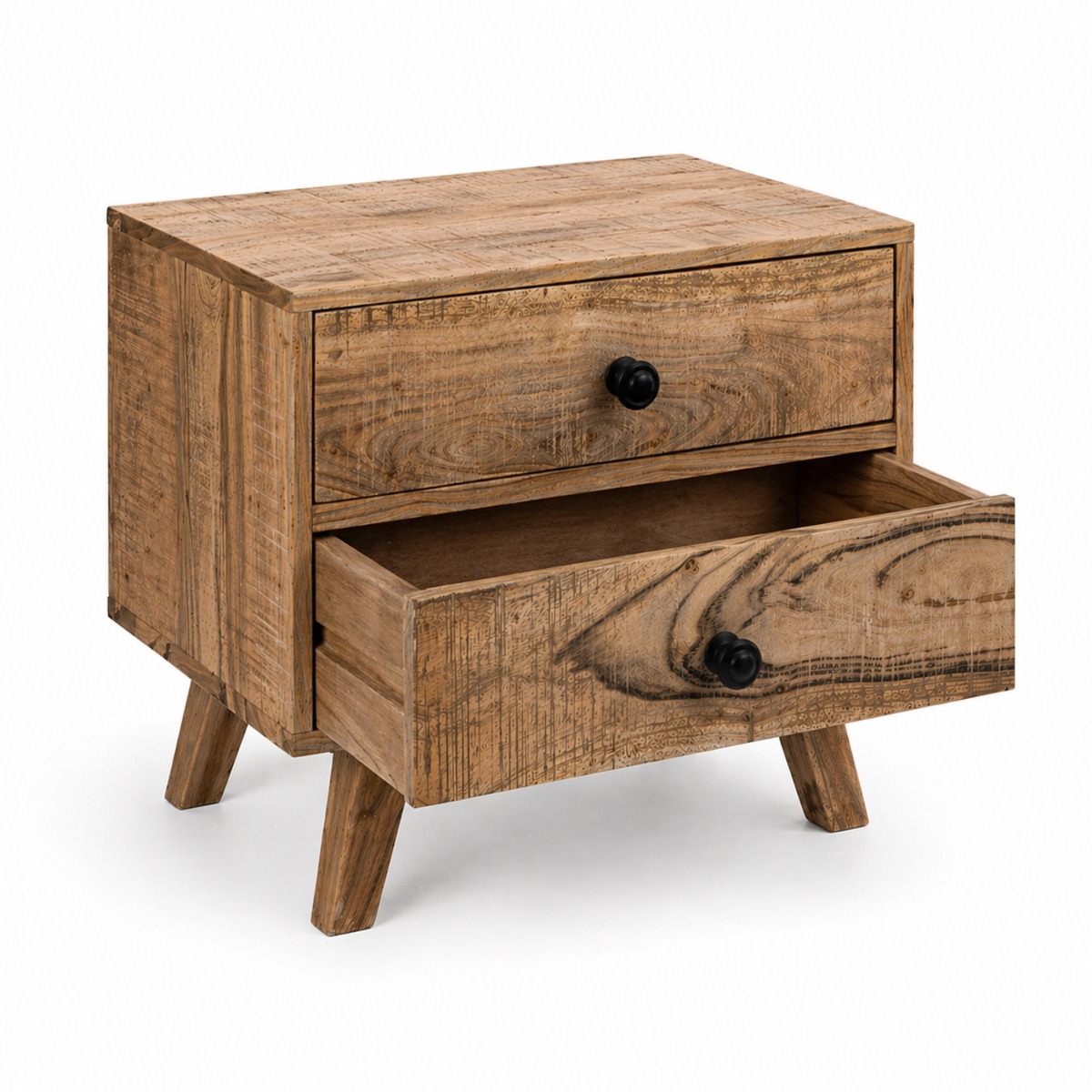 Artekko Attari Καφέ Κομοδίνο με 2 Συρτάρια από Ξύλο Teak (50x35.5x45.5)cm