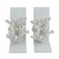 Artekko Coral Λευκοί Βιβλιοστάτες με Κοράλλι Ρητίνης (15.3x11.5x17.5)cm 2pcs
