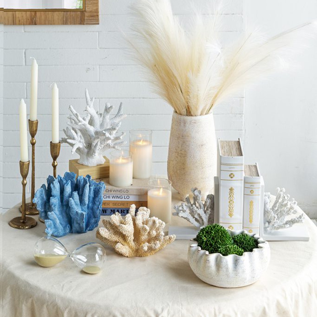 Artekko Coral Λευκοί Βιβλιοστάτες με Κοράλλι Ρητίνης (15.3x11.5x17.5)cm 2pcs