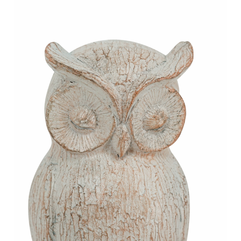 Artekko Owl Bookends Βιβλιοστάτες Ρητίνης με Κουκουβάγιες σε Λευκή Πατίνα (12x10x18)cm 2pcs