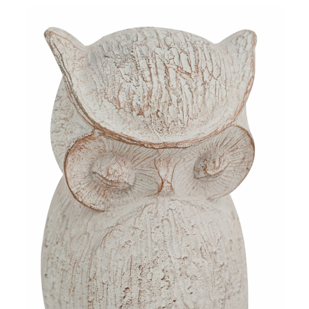 Artekko Owl Διακοσμητική Κουκουβάγια Ρητίνη Λευκή Πατίνα (10.5x9.5x20)cm
