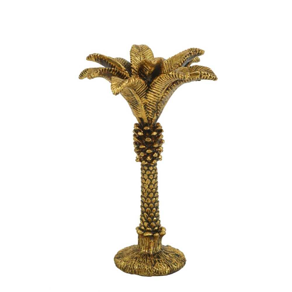 Artekko Palm Tree Χρυσό Διακοσμητικό Κηροπήγιο Ρητίνης (13x13x22)cm