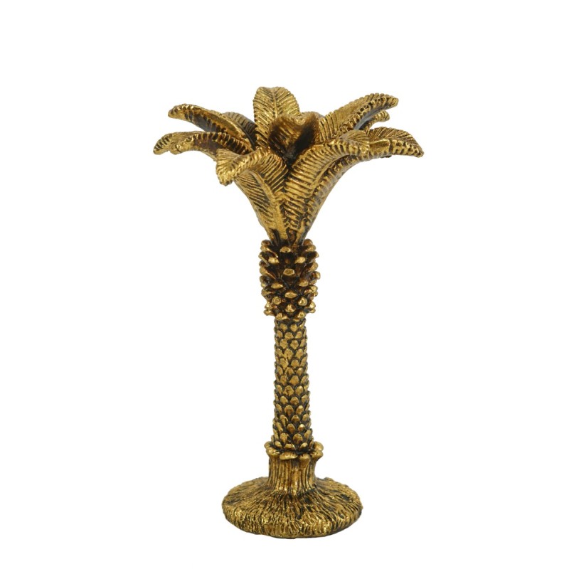 Artekko Palm Tree Χρυσό Διακοσμητικό Κηροπήγιο Ρητίνης (13x13x22)cm