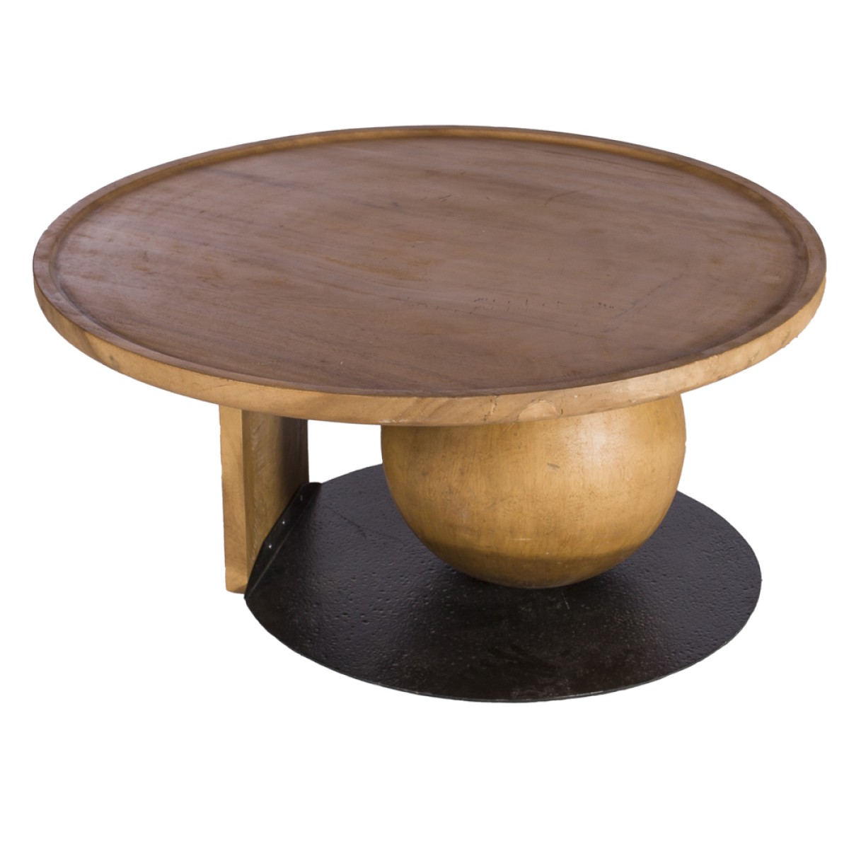 Artekko Munggur Ξύλινο Τραπέζι Σαλονιού με Μεταλλική Μαύρη Βάση (100x100x47)cm