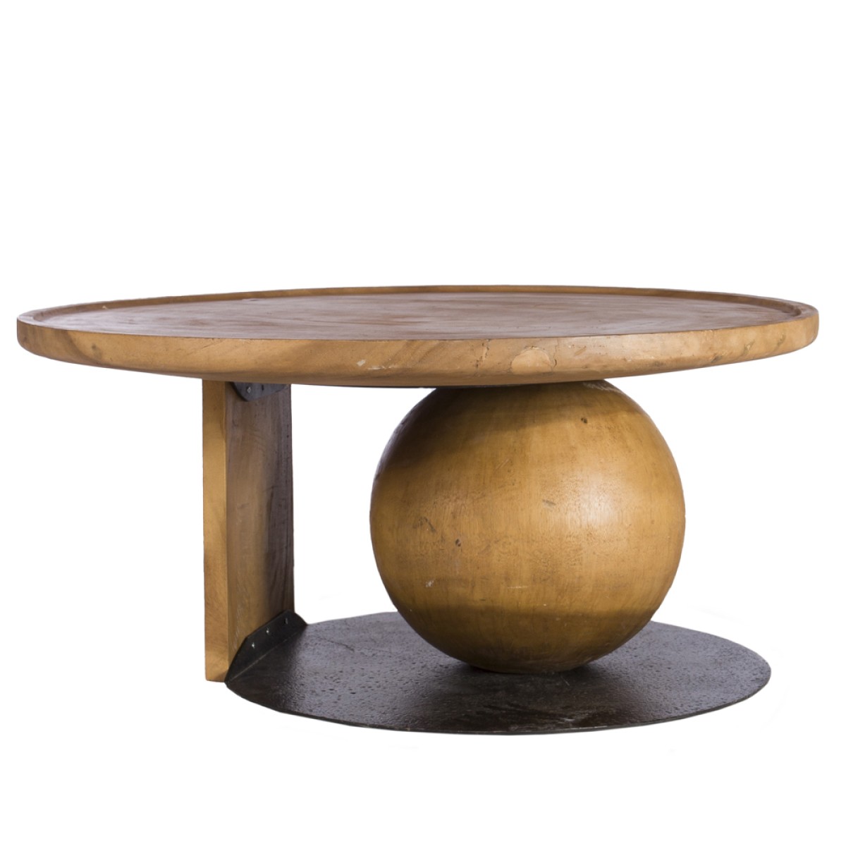 Artekko Munggur Ξύλινο Τραπέζι Σαλονιού με Μεταλλική Μαύρη Βάση (100x100x47)cm