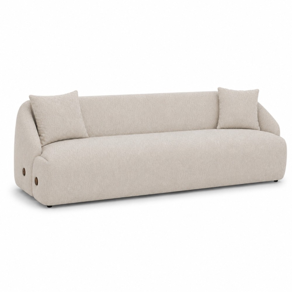 Artekko Novar Μπεζ Υφασμάτινος Τριθέσιος Καναπές (225x98x77)cm