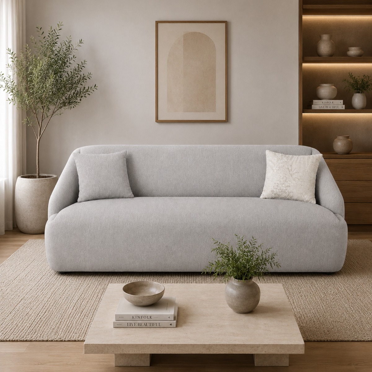 Artekko Novar Γκρι Υφασμάτινος Τριθέσιος Καναπές (225x98x77)cm