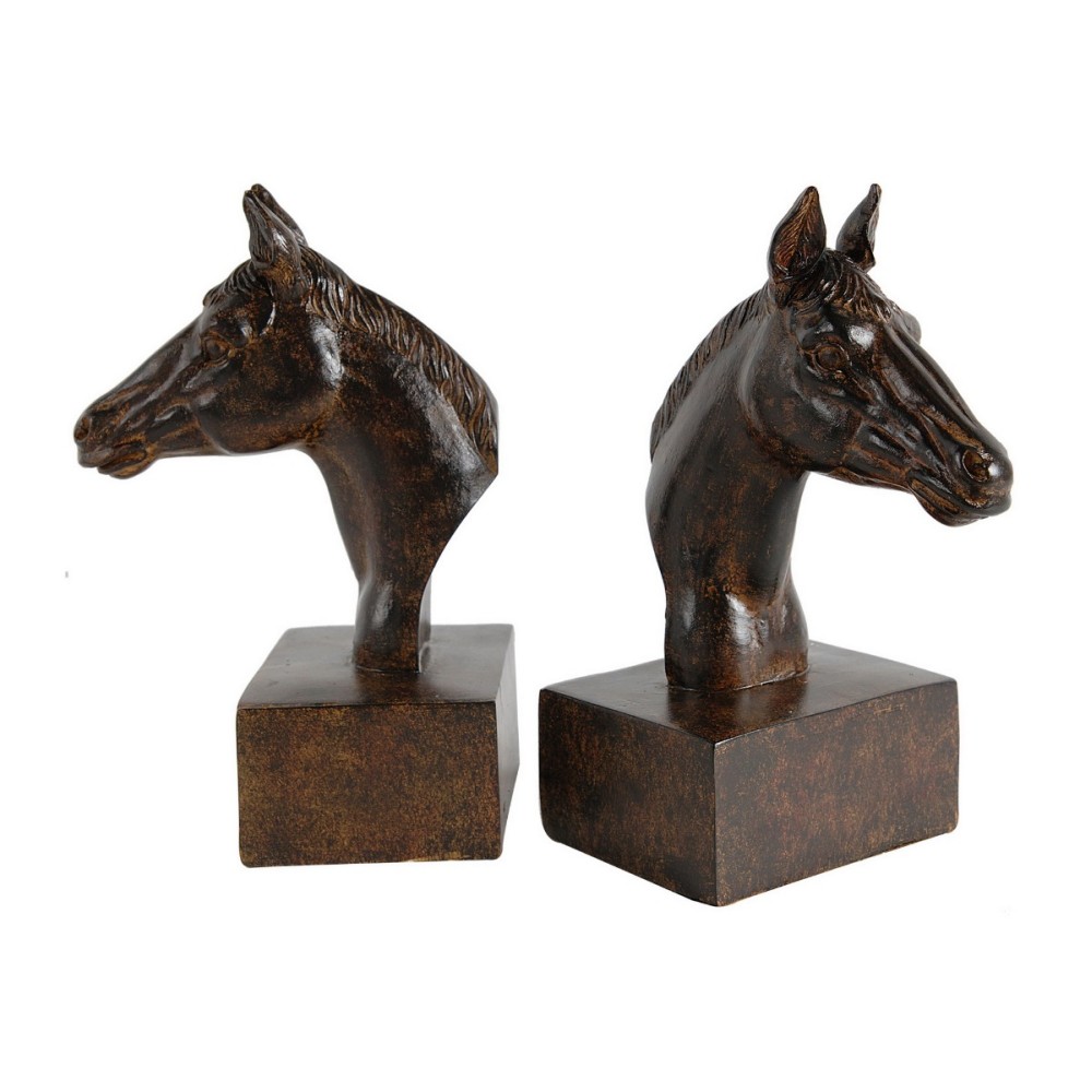 Artekko Bookends Καφέ Διακοσμητικοί Βιβλιοστάτες Ρητίνης με Άλογα (13x10.2x20.3)cm 2pcs