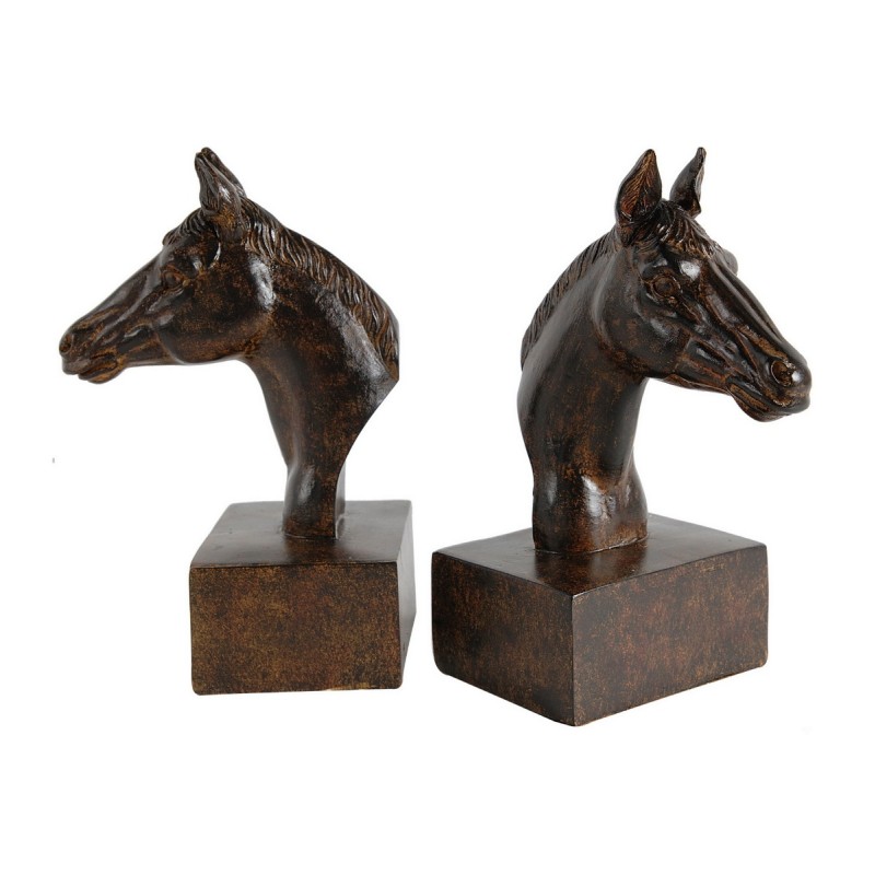 Artekko Bookends Καφέ Διακοσμητικοί Βιβλιοστάτες Ρητίνης με Άλογα (13x10.2x20.3)cm 2pcs
