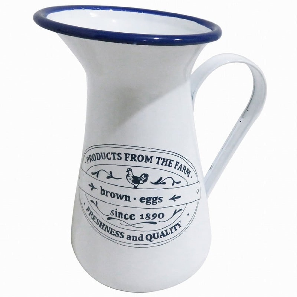 Artekko Pitcher Λευκή Μεταλλική Κανάτα με Μπλε Λεπτομέρειες (17x12x20)cm