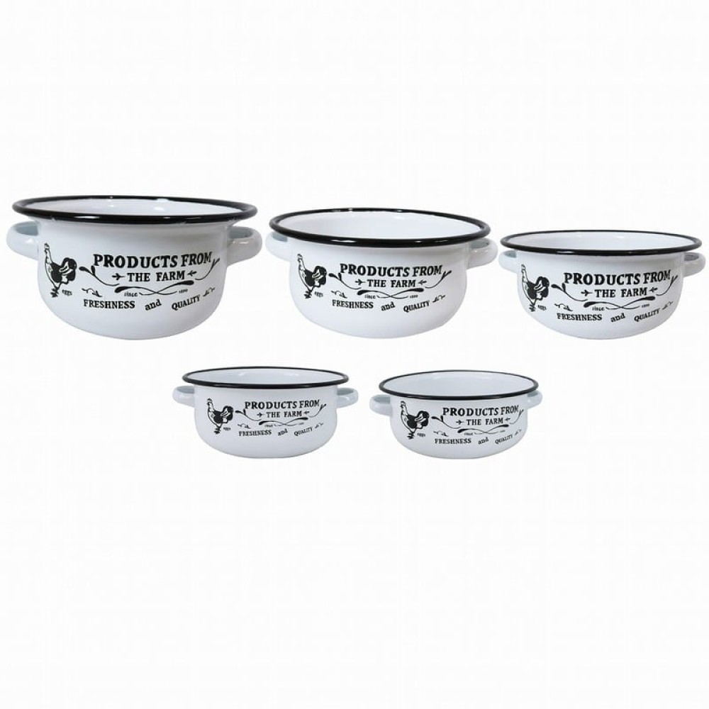 Artekko Enamel Λευκά Μεταλλικά Εμαγιέ Μπολ  5pcs