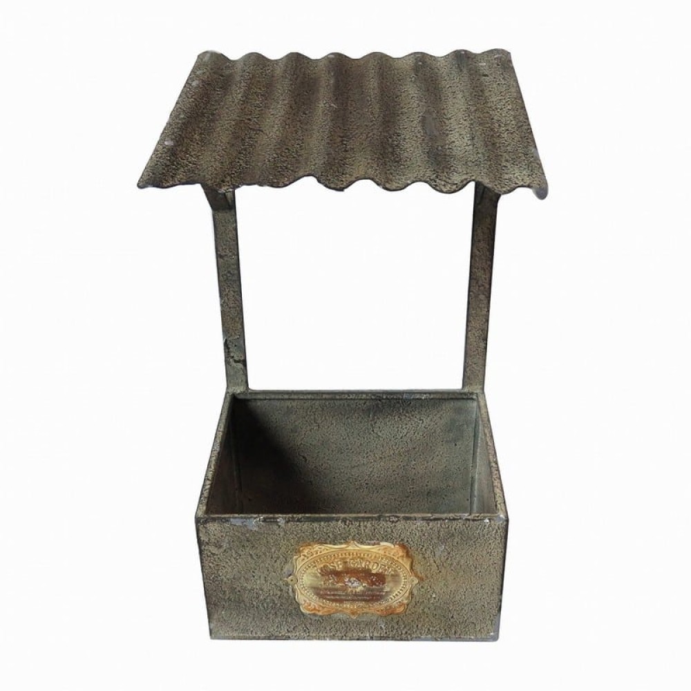 Artekko Planter Γκρι Μεταλλικό Διακοσμητικό Κασπό (23x16x42)cm