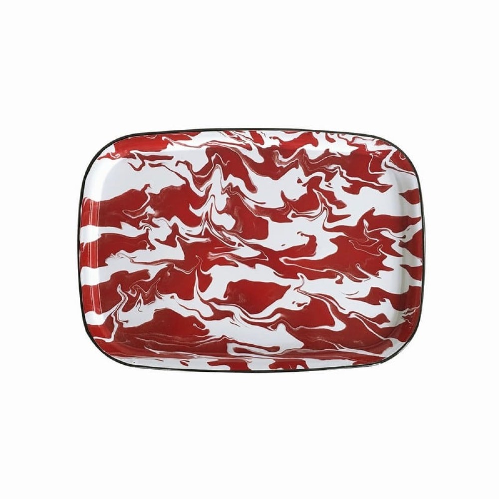 Artekko Enamel Κόκκινος Μεταλλικός Δίσκος Σερβιρίσματος (40x28x2)cm