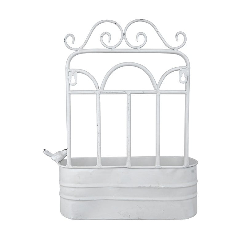 Artekko Planter Μεταλλικό Κασπό Τοίχου σε Λευκή Πατίνα (31x11x39)cm