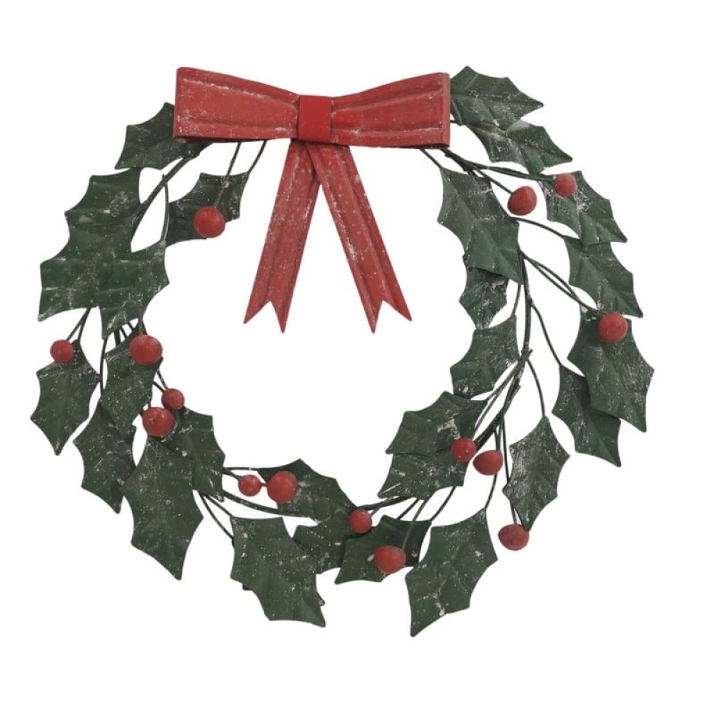 Artekko Xmas Πράσινο Μεταλλικό Διακοσμητικό Στεφάνι με Γκι (35x4x37)cm