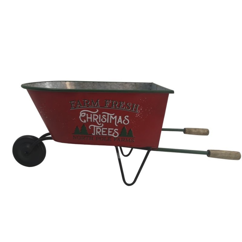 Artekko Xmas Planter Κόκκινο Μεταλλικό Διακοσμητικό Καρότσι (69x25x28)cm