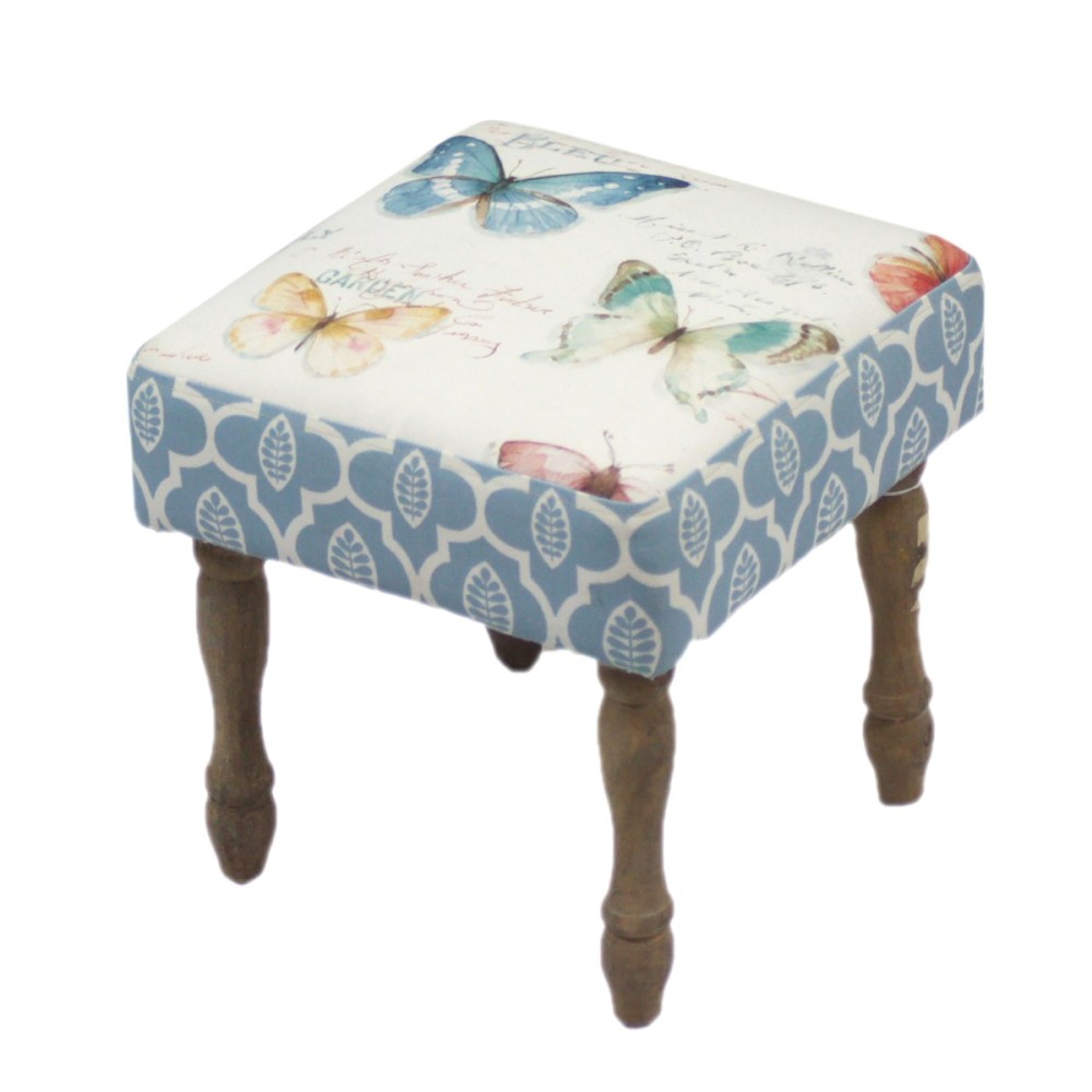Artekko Stool Πολύχρωμο Υφασμάτινο Σκαμπό με Ξύλινα Πόδια (34x34x34)cm