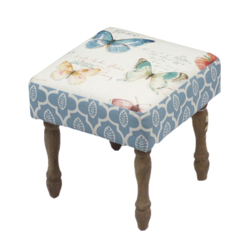 Artekko Stool Πολύχρωμο Υφασμάτινο Σκαμπό με Ξύλινα Πόδια (34x34x34)cm
