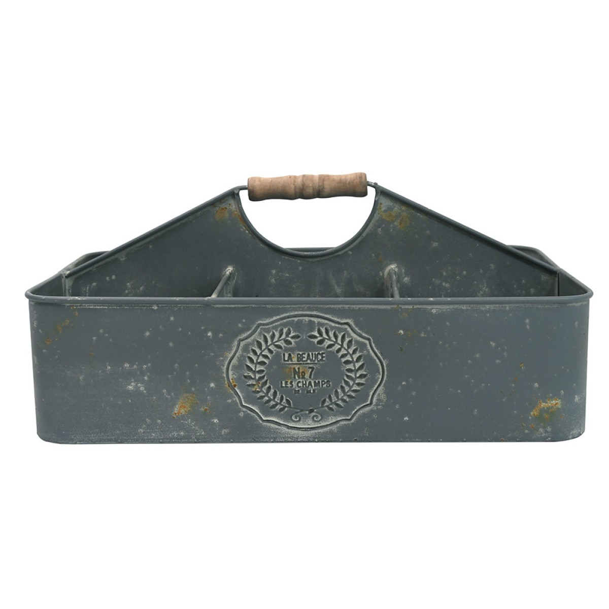 Artekko Planter Γκρι Μεταλλικό Κασπώ με 6 Θήκες και Ξύλινη Λαβή (39x23x18)cm
