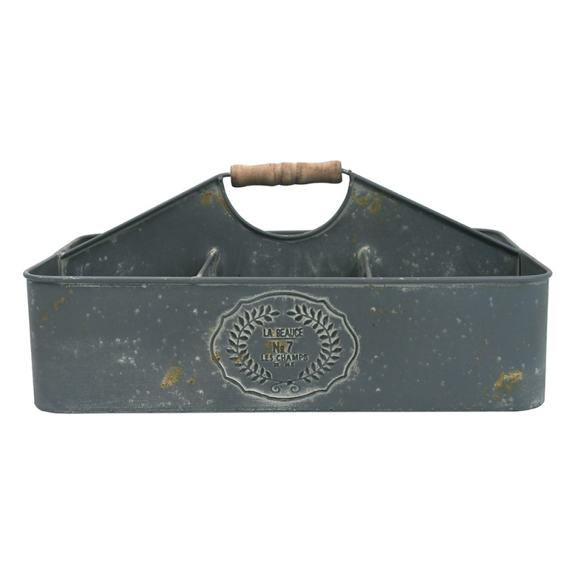 Artekko Planter Γκρι Μεταλλικό Κασπώ με 6 Θήκες και Ξύλινη Λαβή (39x23x18)cm