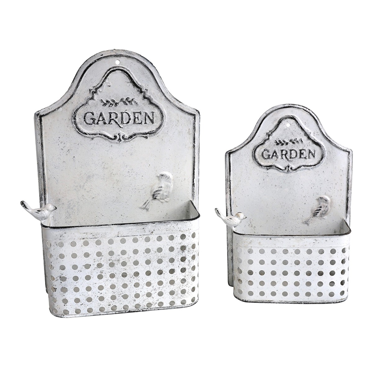 Artekko Wall Planter Μεταλλικά Κασπώ Τοίχου σε Λευκή Πατίνα (30x13x45)cm (23x10x35)cm 2pcs