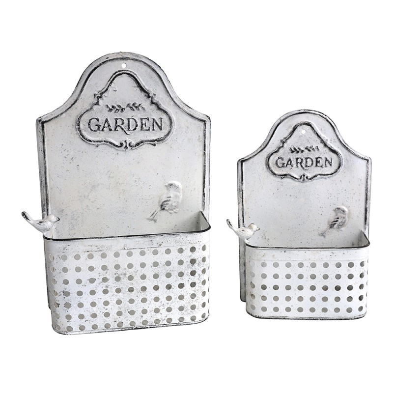 Artekko Wall Planter Μεταλλικά Κασπώ Τοίχου σε Λευκή Πατίνα (30x13x45)cm (23x10x35)cm 2pcs