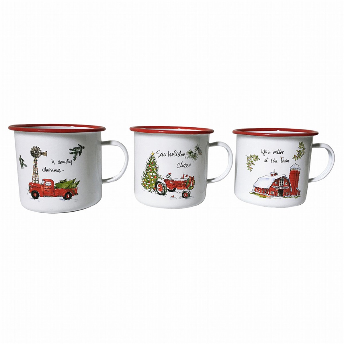 Artekko Xmas Mug Μεταλλικές Χρισουγεννιάτικες Κούπες (14x11x10)cm 3pcs