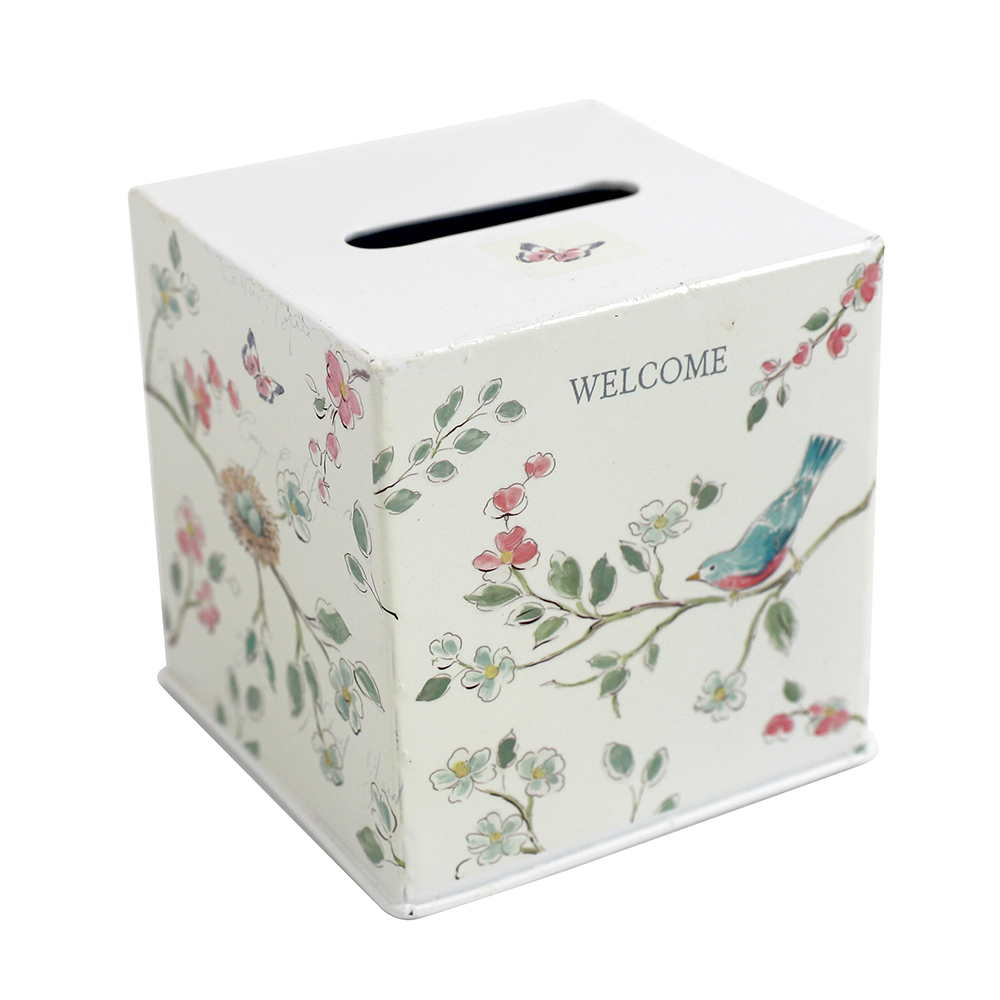Artekko Napkin Holder Λευκή Μεταλλική Θήκη για Χαρτοπετσέτες με Σχέδια (12.5x12.5x13)cm
